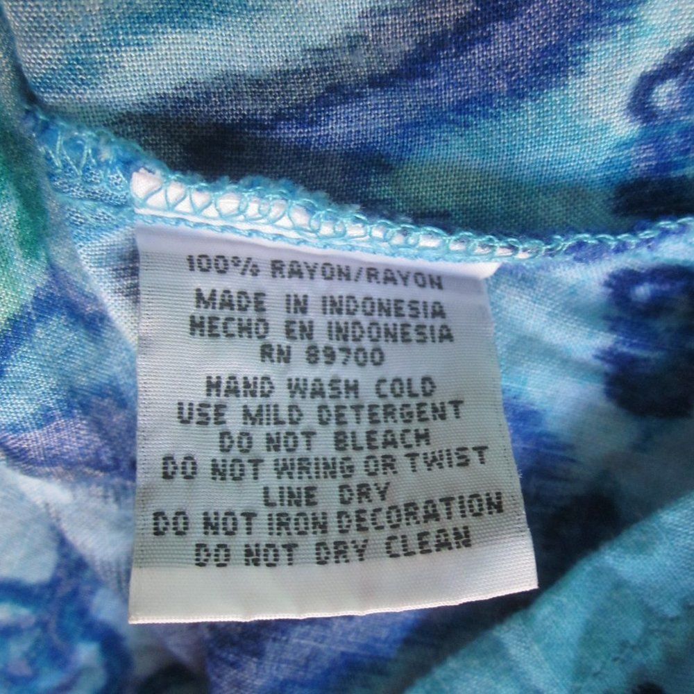 R&K Vintage 80's Womens Size M / L A-line Rayon Tank Sundress Blue Tie Dye Print - Picture 7 of 10
